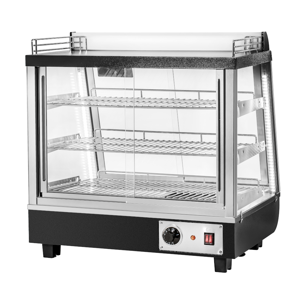 Migali C-HCT27-S 27" Wide Heated Countertop Display Case, Straight Glass, Front & Rear Sliding Doors