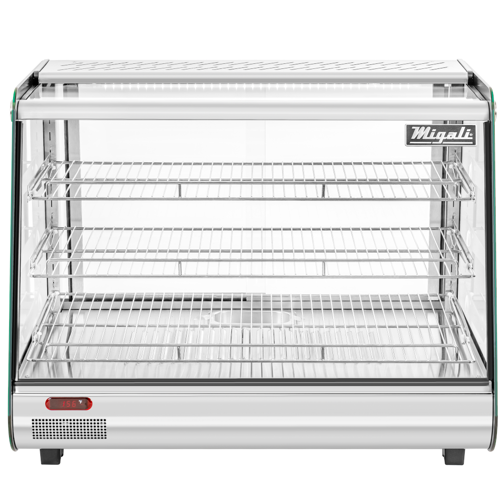 Migali C-HCT34 34" Wide Heated Counter-top Display Case, Straight Glass, Rear Sliding Doors