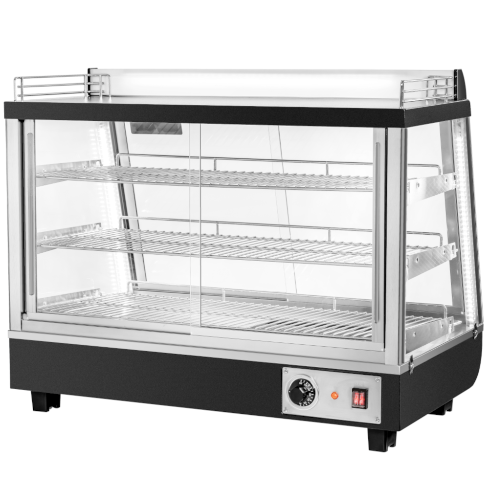 Migali C-HCT36-S 36" Wide Heated Countertop Display Case, Straight Glass, Front & Rear Sliding Doors