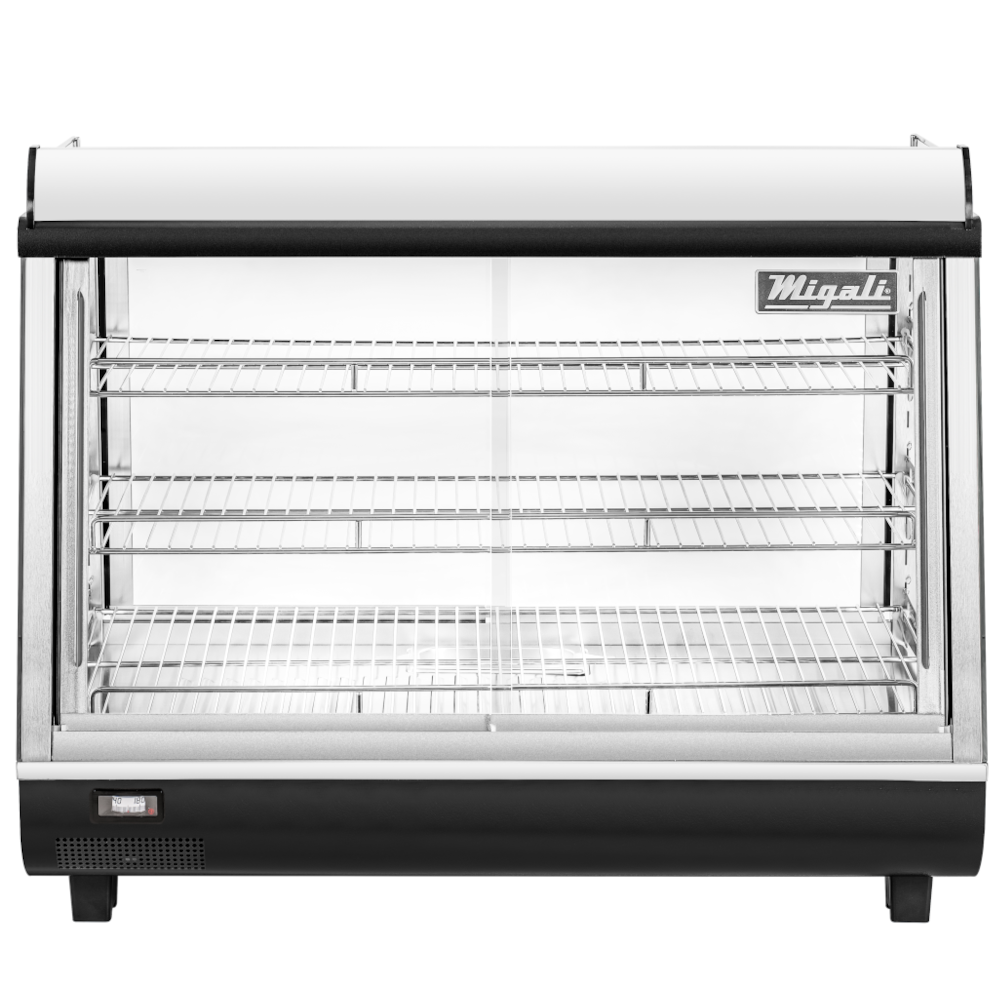 Migali C-HCT36-S 36" Wide Heated Countertop Display Case, Straight Glass, Front & Rear Sliding Doors