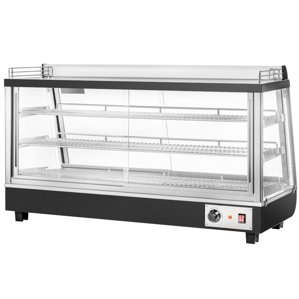 Migali C-HCT48-S 48" Wide Heated Countertop Display Case, Straight Glass, Front & Rear Sliding Doors