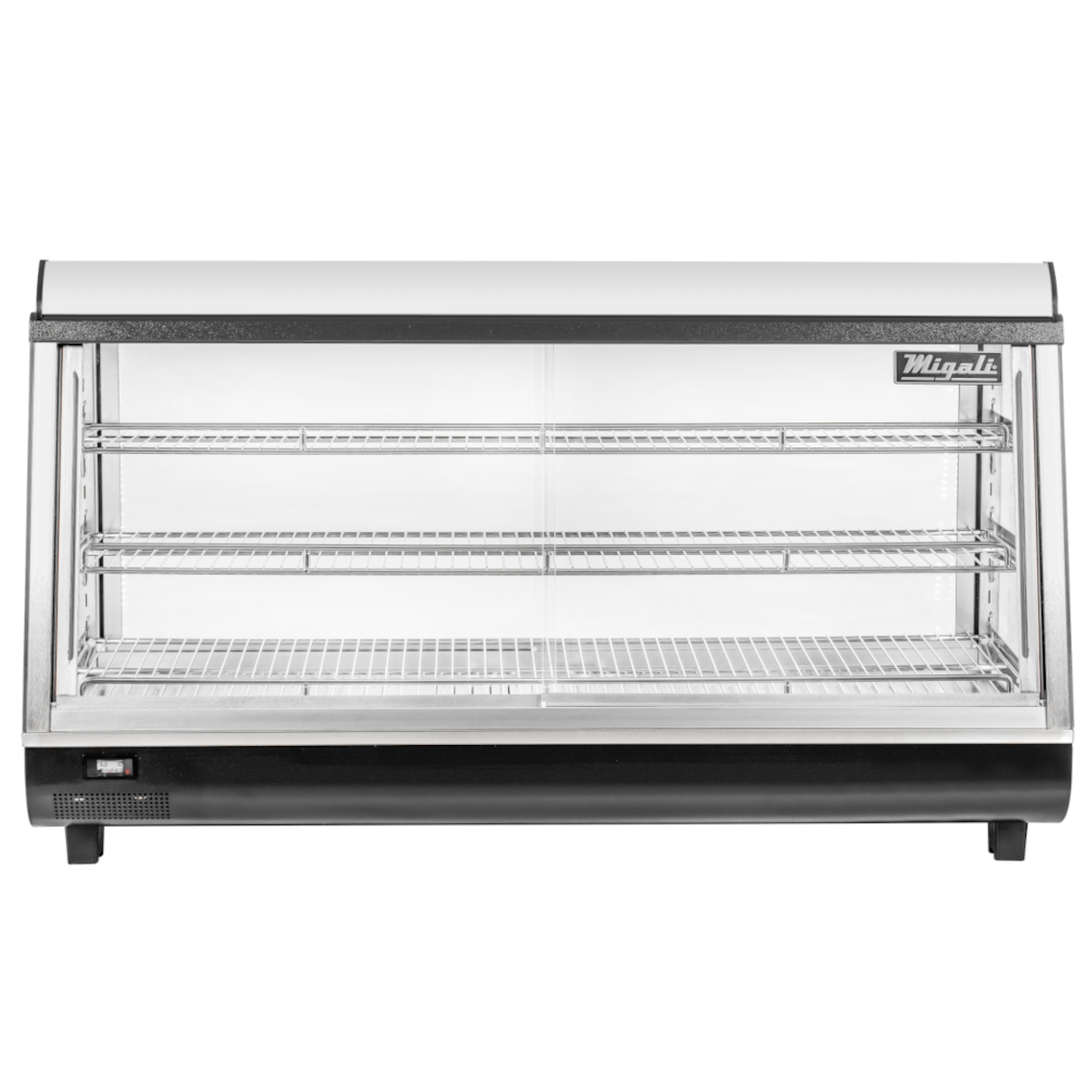 Migali C-HCT48-S 48" Wide Heated Countertop Display Case, Straight Glass, Front & Rear Sliding Doors