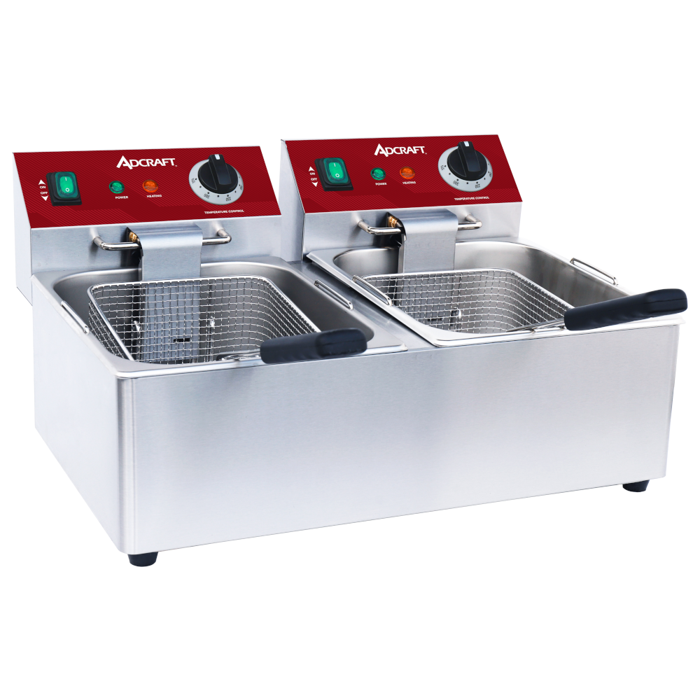Adcraft DF6L2S Double Split Pot Electric Countertop Fryer - 20 lbs. per Hour Capacity