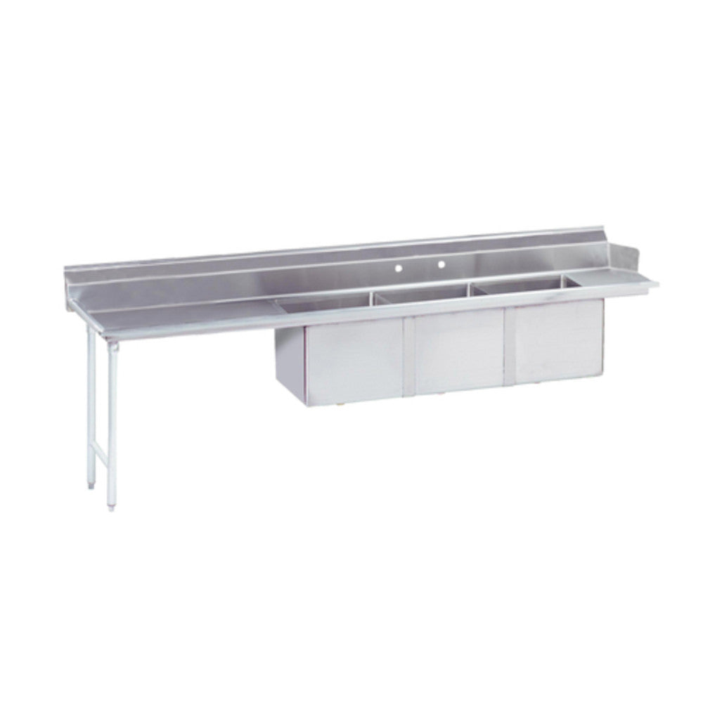 Advance Tabco DTC-3-1620-96L DISHTABLE W/ 3 16X20X12 BOWLS