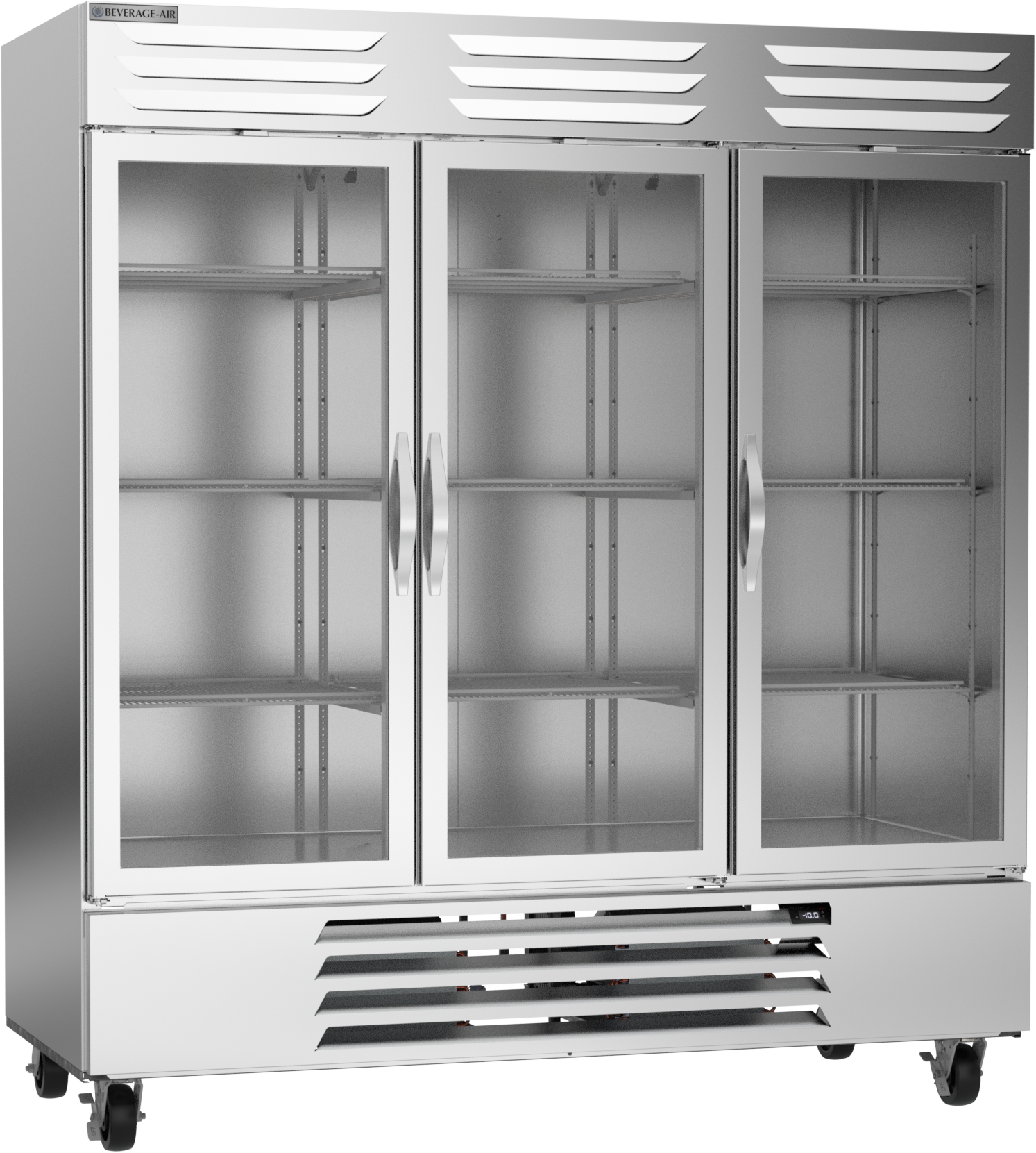 Beverage Air FB72HC-5G Glass Door Three Section Reach-In Freezer Vista Series Glass Door Reach-In Freezer