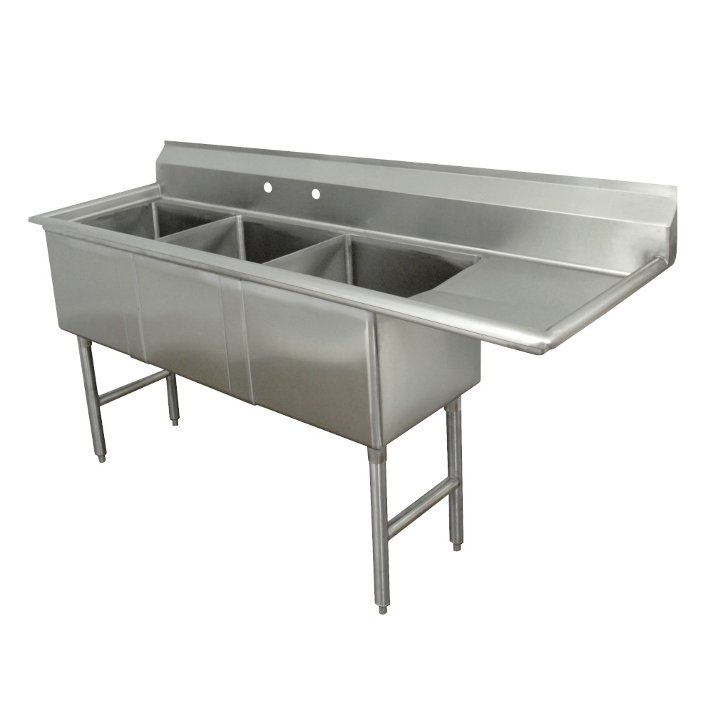 Advance Tabco FC-3-1824-24R Three Compartment Economy Sink Right Drainboard