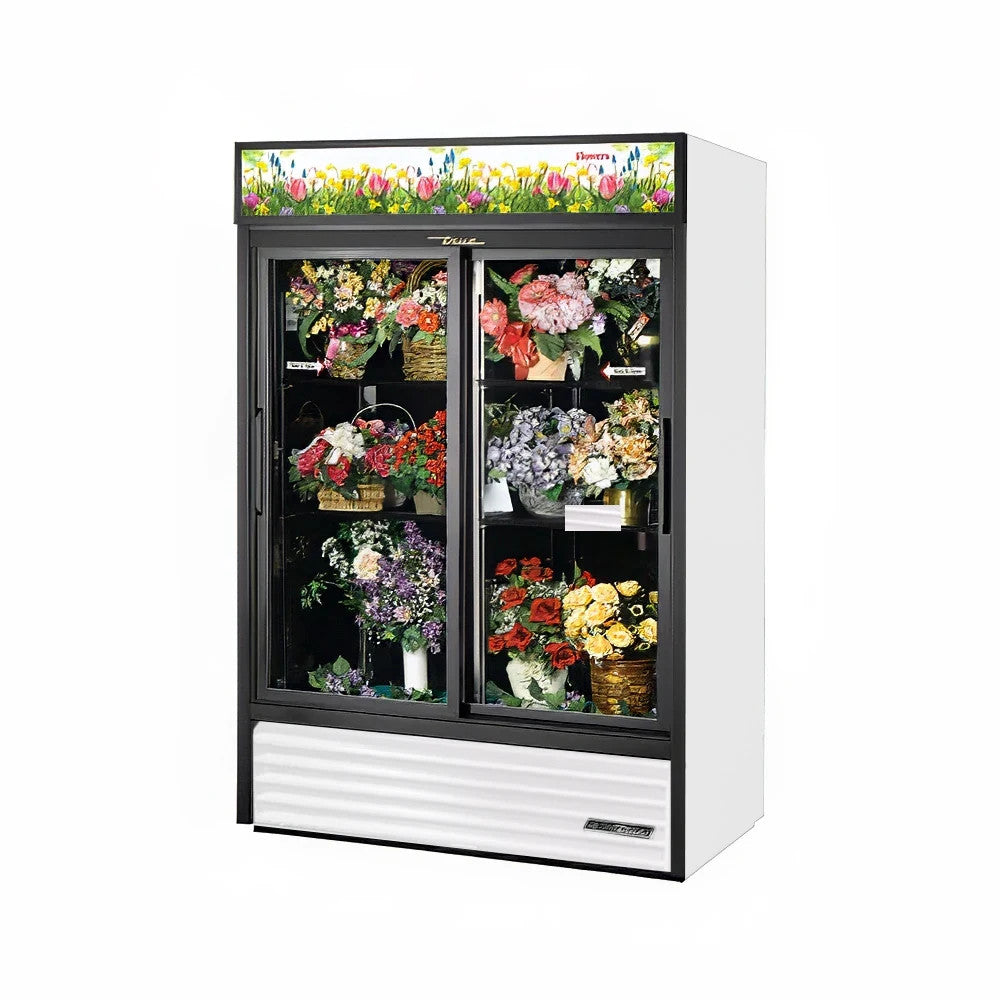 True GDM-47FC-HC-LD Two Section Sliding Door Floral Merchandiser