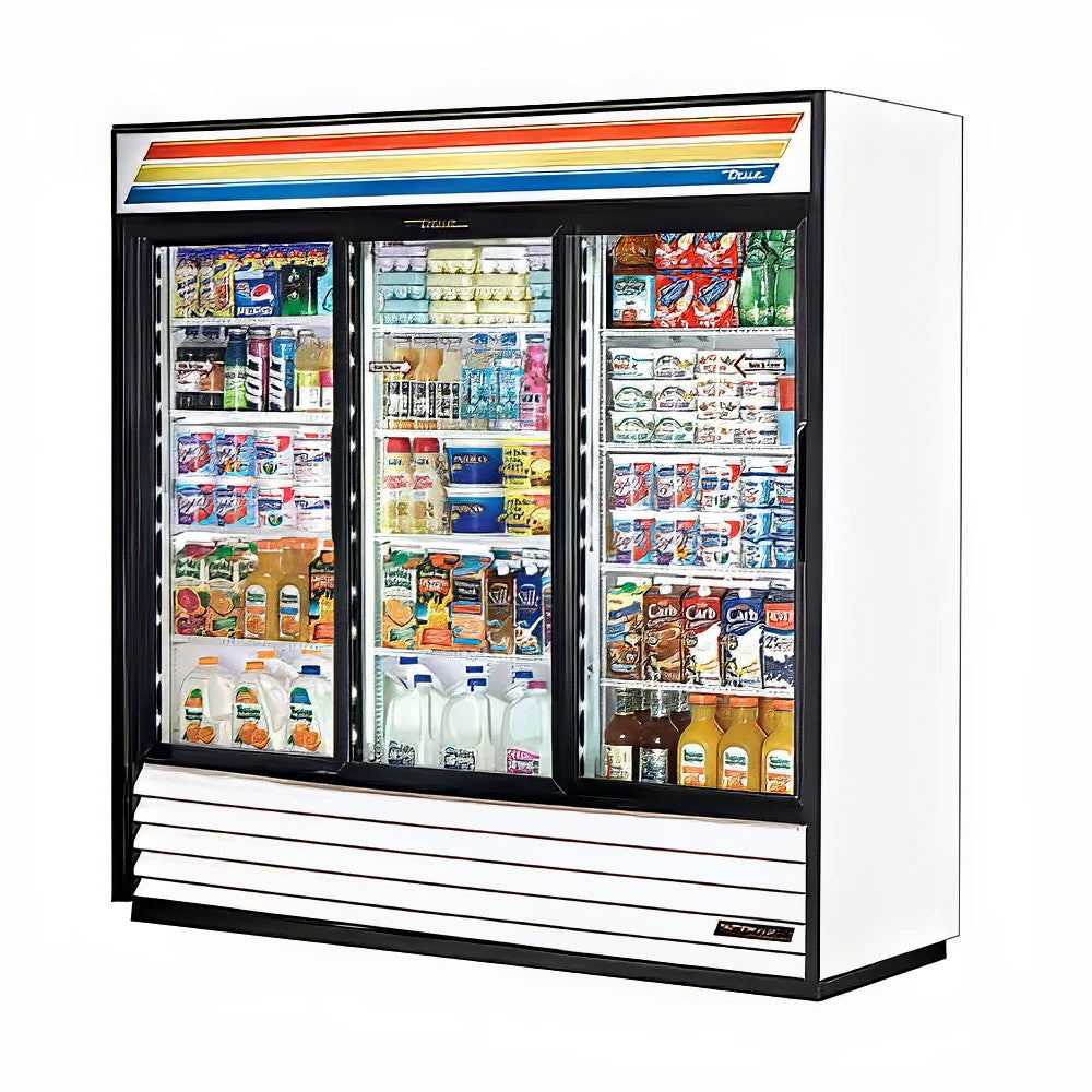 True GDM-69-HC-LD Three Section Sliding Door Refrigerated Merchandiser