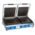 Globe GPGSDUE14D Double Countertop Sandwich / Panini Grill with Grooved Top and Smooth Bottom Plates