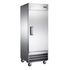 Adcraft GRFZ-1DES stainless steel one-section reach-in freezer with one solid door, digital temperature display, and casters.
