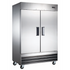 Adcraft GRFZ-2D stainless steel two-section reach-in freezer with two solid doors, digital temperature display, and casters.