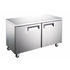 Stainless steel undercounter freezer on a white background