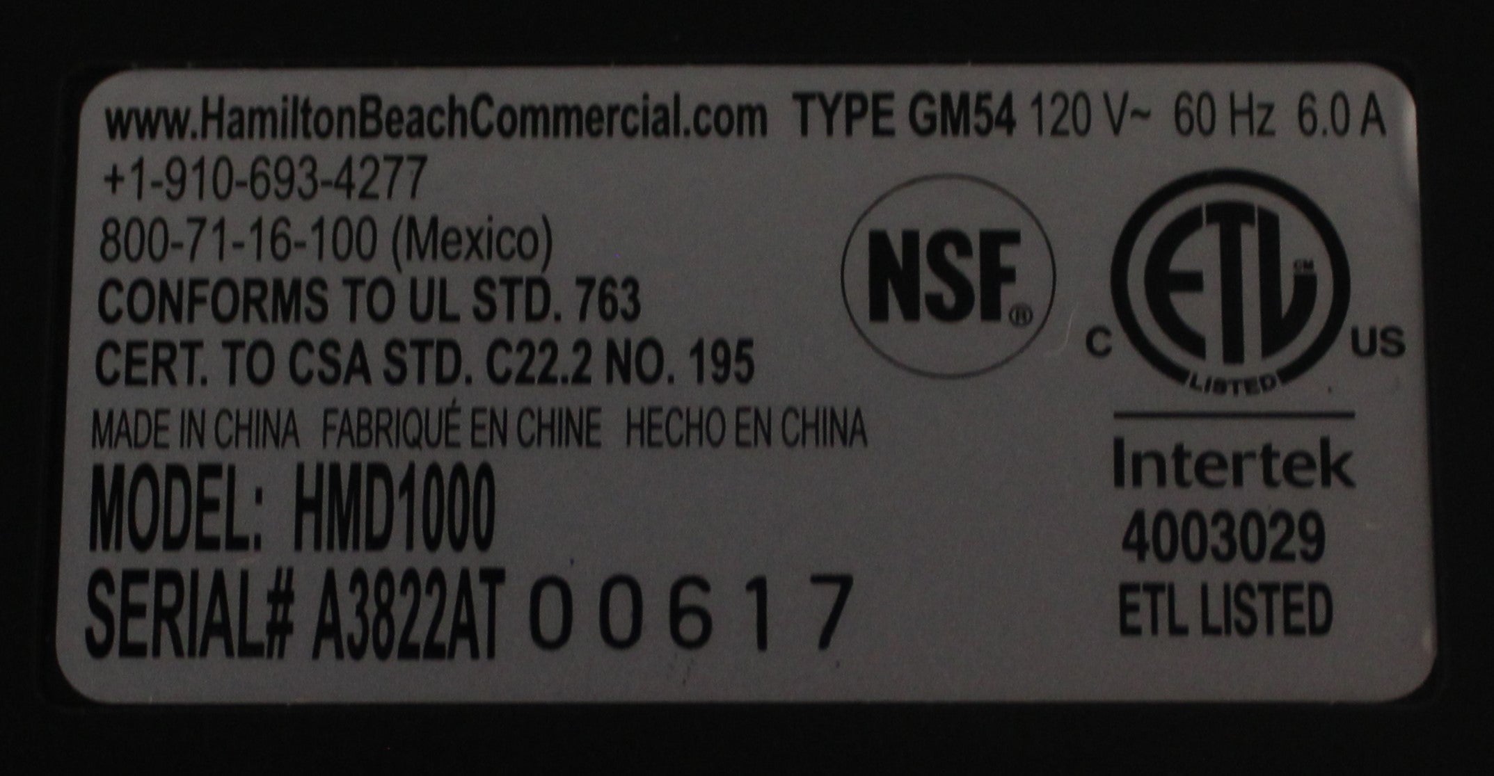 Hamilton Beach HMD1000 *Used*  Mix Station Drink Mixer