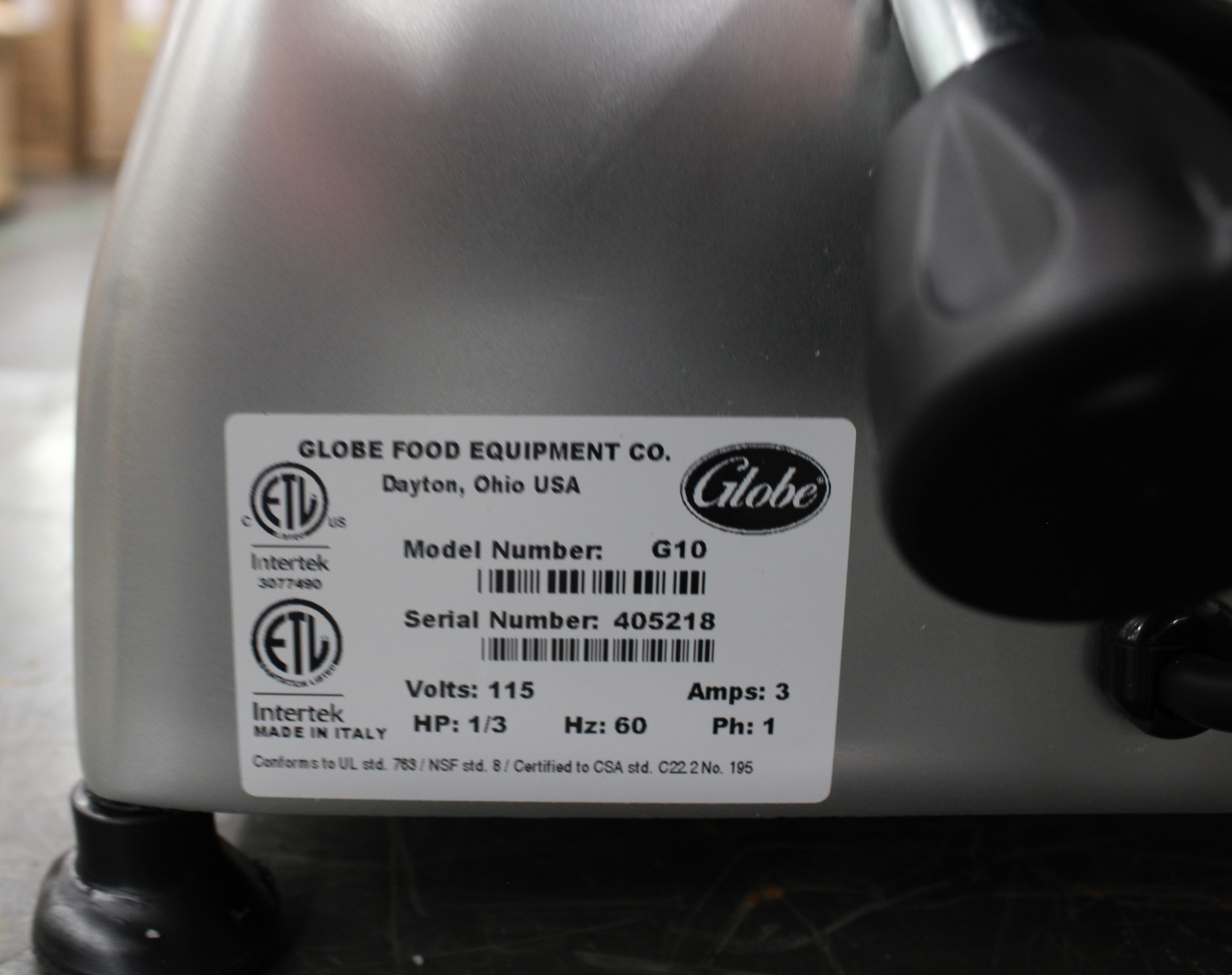Globe G10 *Ding & Dent* 10" Manual Gravity Feed Slicer - 1/3 HP