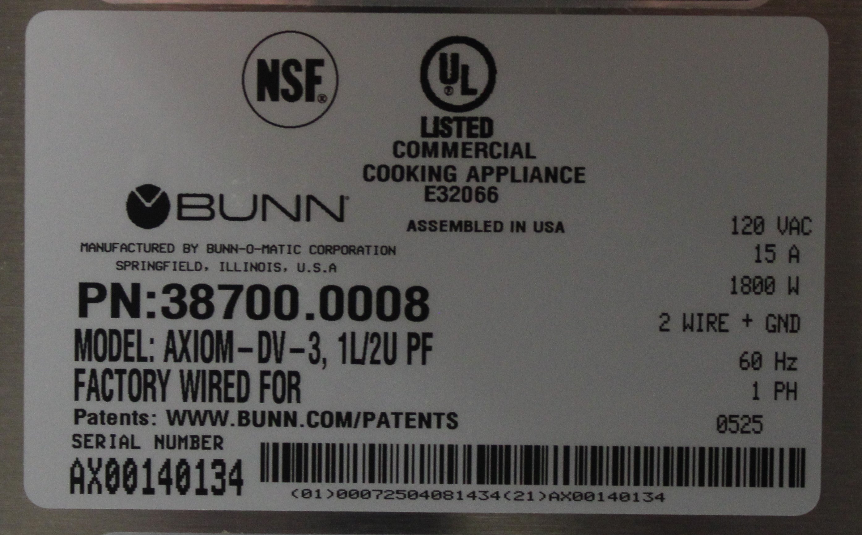 Bunn 38700.0008 AXIOM-DV-3 *Open Box* 200 oz. Capacity Tank Coffee Brewer