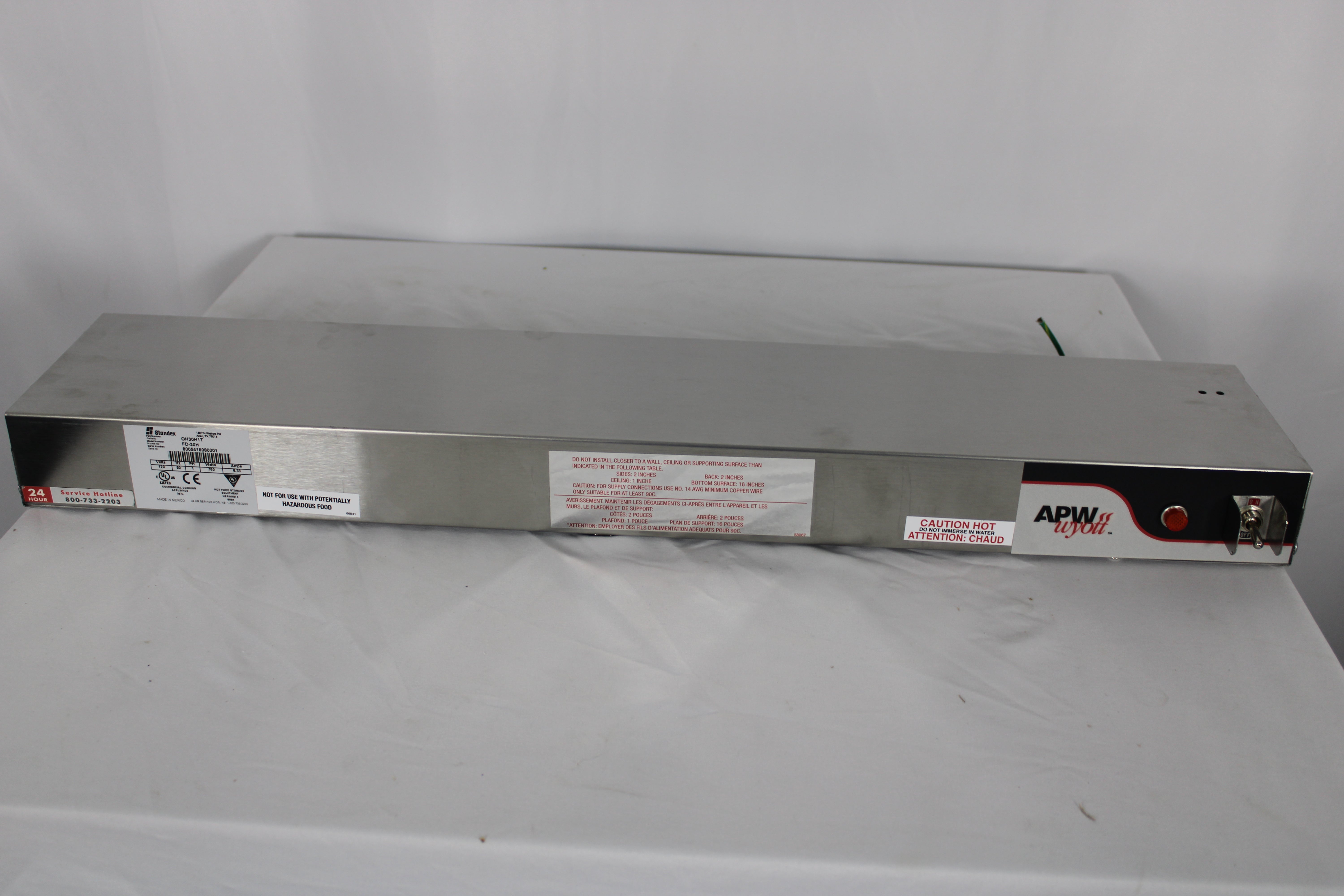 *Open Box* APW Wyott FD-30H-T 30" High Watt Strip Type Heat Lamp Toggle Controls