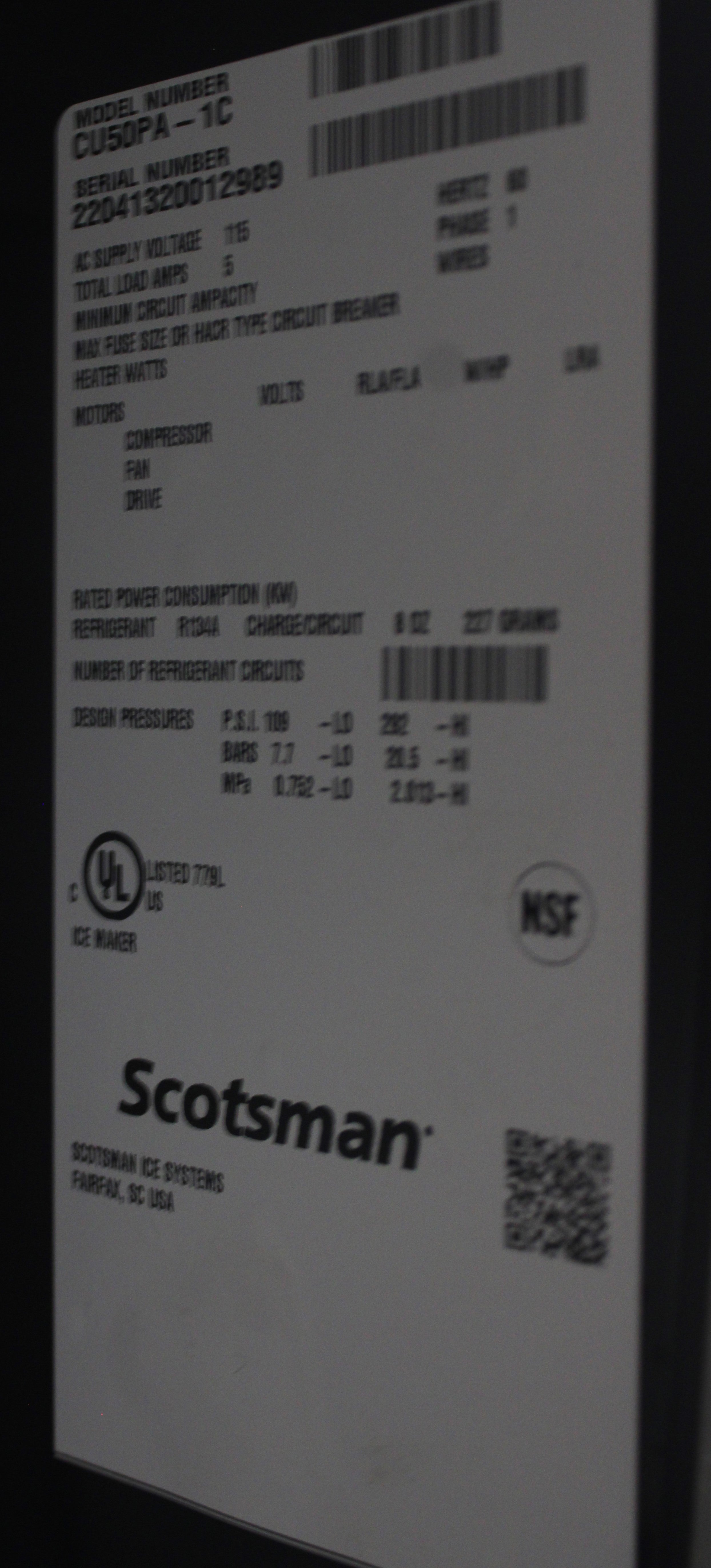 *Ding & Dent* Scotsman CU50PA Self Contained Under Counter Cubed Ice Machine