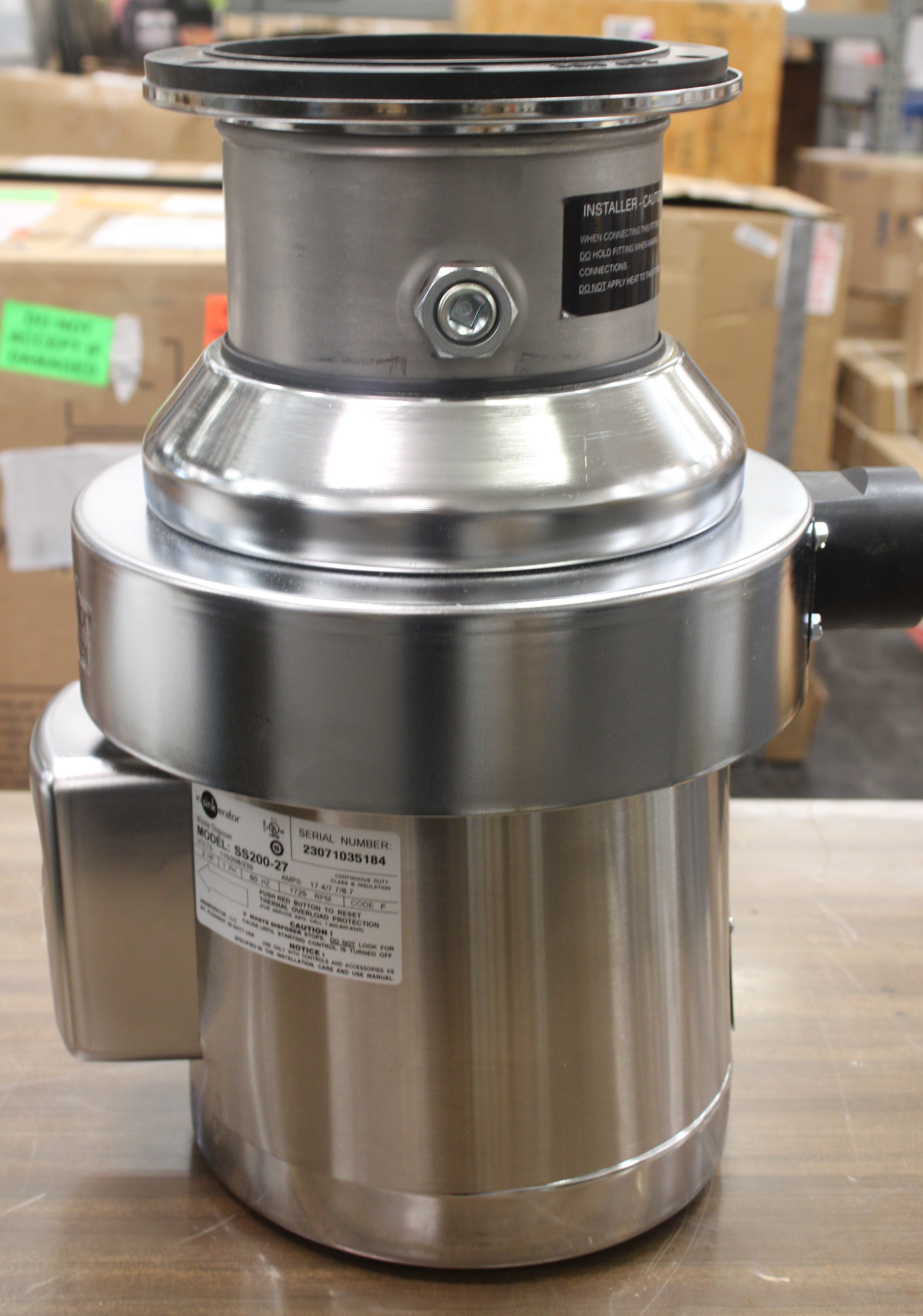 *Used* Insinkerator SS-200-27 Commercial Garbage Disposer, 2 hp, 1 Phase