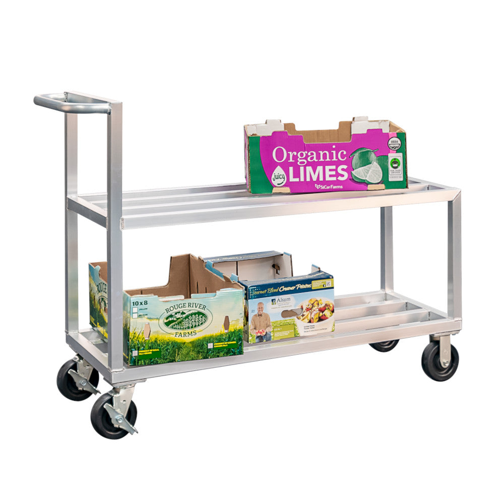 New Age NS557 Mobile Two Tier 21" Flat Shelf Truck - 3000 lb. Capacity