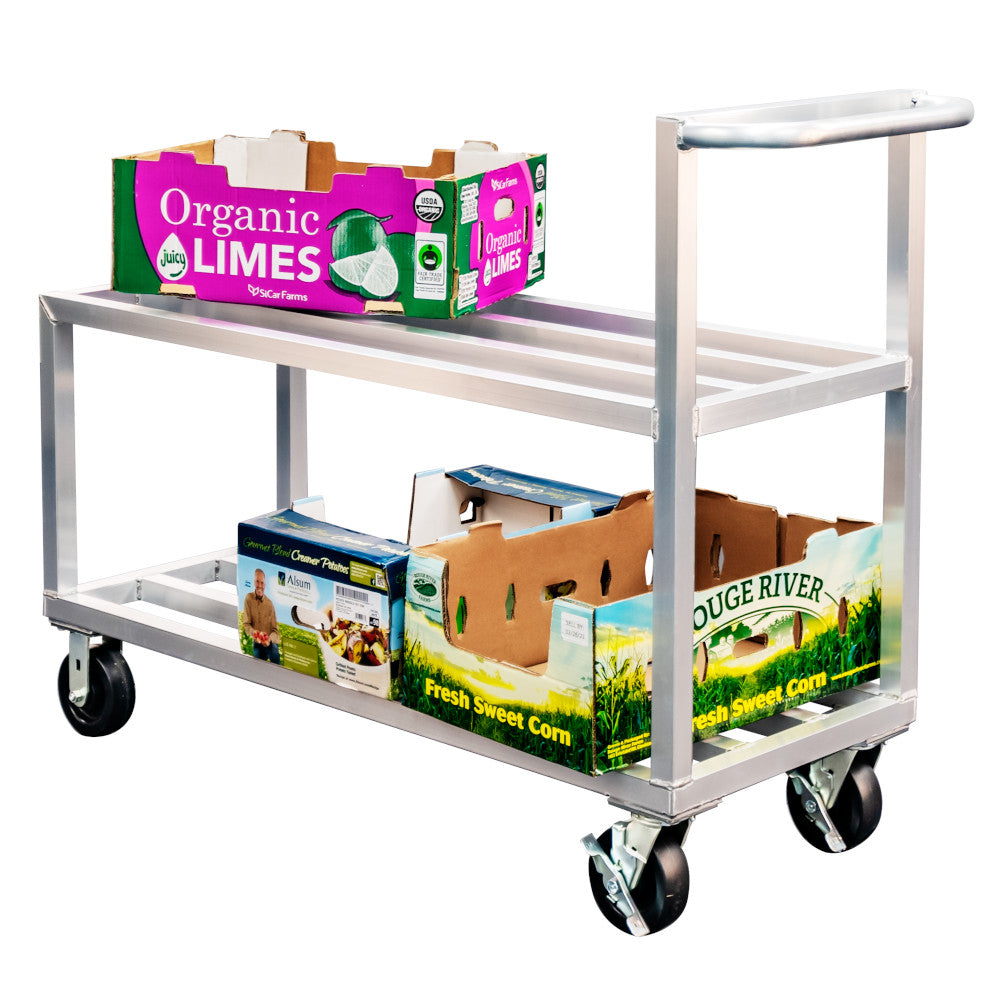 New Age NS557 Mobile Two Tier 21" Flat Shelf Truck - 3000 lb. Capacity