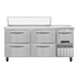 Continental Refrigerator RA68SN12-D Refrigerated Base Shallow Depth Sandwich Unit with Drawers 68"W