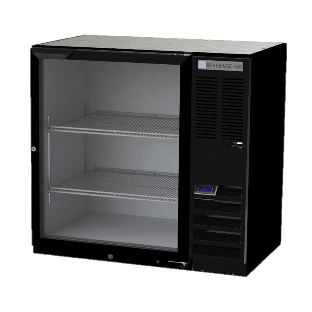 Beverage Air BB36HC-1-FG-B 36" Back Bar Glass Door Freezer With Black Finish Exterior