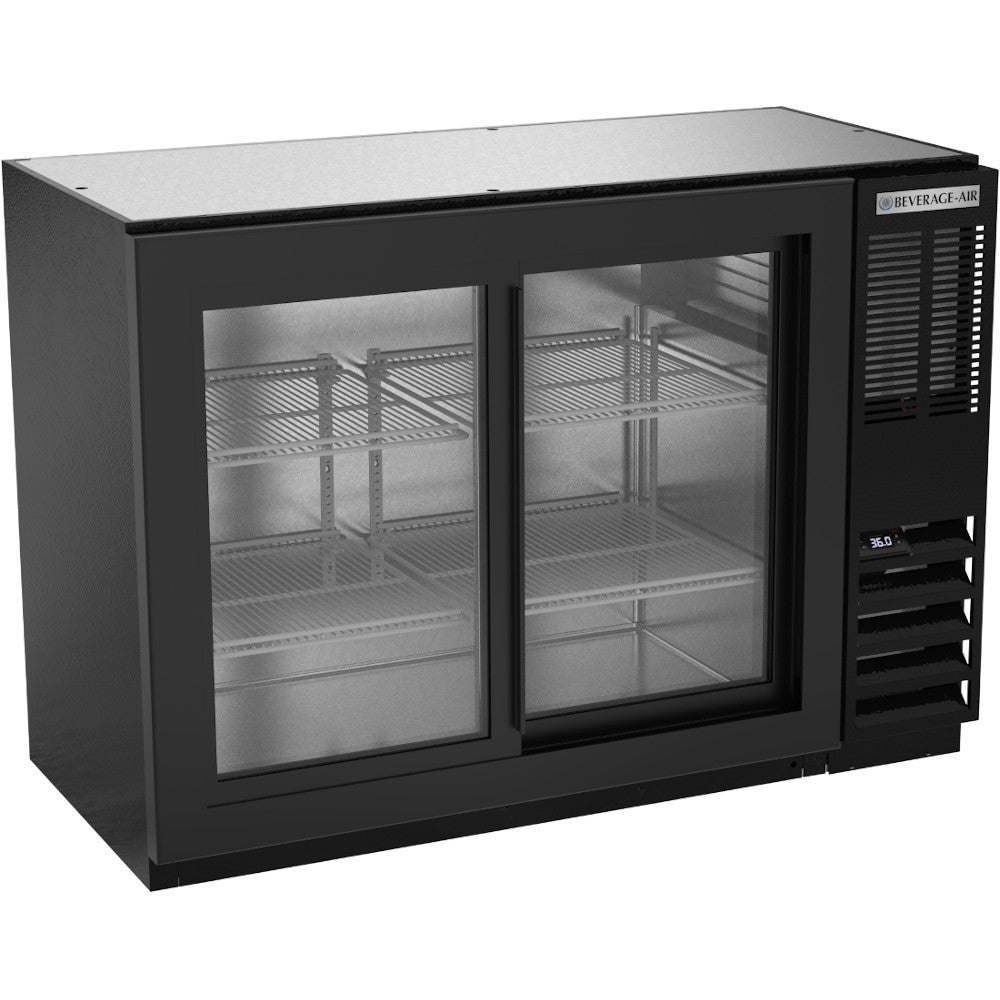 Beverage Air BB48HC-1-F-GS-B-27 48" Back Bar Sliding Glass Door Freezer With Black Finish Exterior