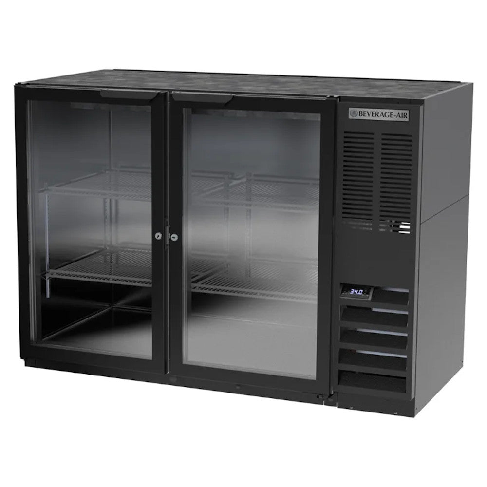 Beverage Air BB48HC-1-FG-B-27  48" Back Bar Glass Door Freezer With Black Finish Exterior