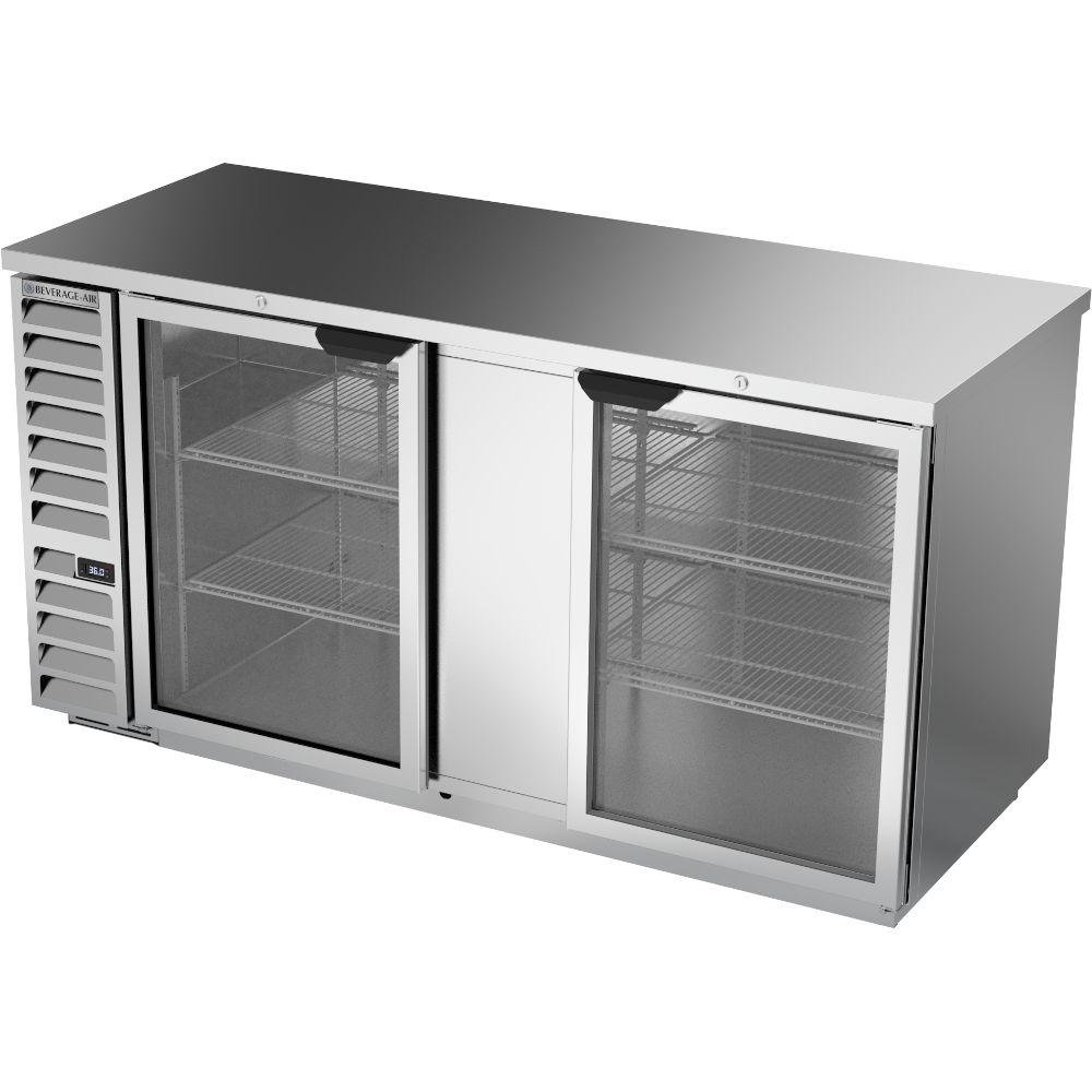 Beverage Air BB68HC-1-FG-S 68" Back Bar Glass Door Freezer With Stainless Steel Exterior