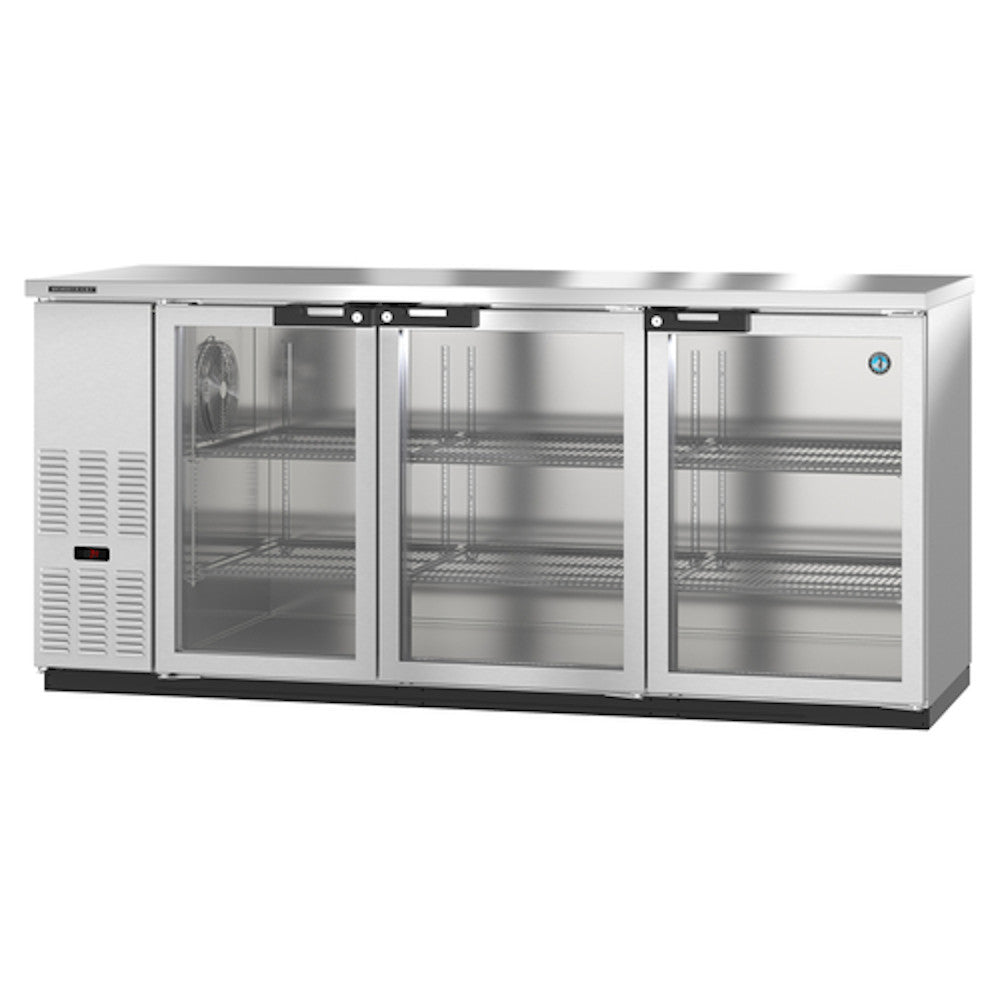 Hoshizaki BB80-G-S Three-Section Glass Door Stainless Steel Back Bar Cooler