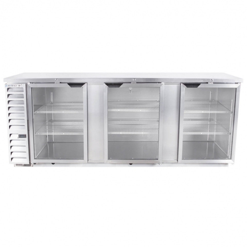 Beverage Air BB94HC-1-G-S 94" Back Bar Glass Door Refrigerator With Stainless Steel Exterior