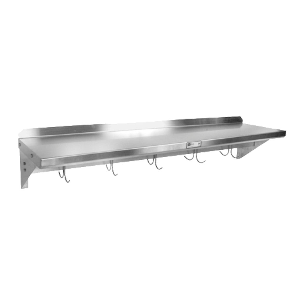John Boos BHS1248PR Wall-Mounted Overshelf with Pot Rack