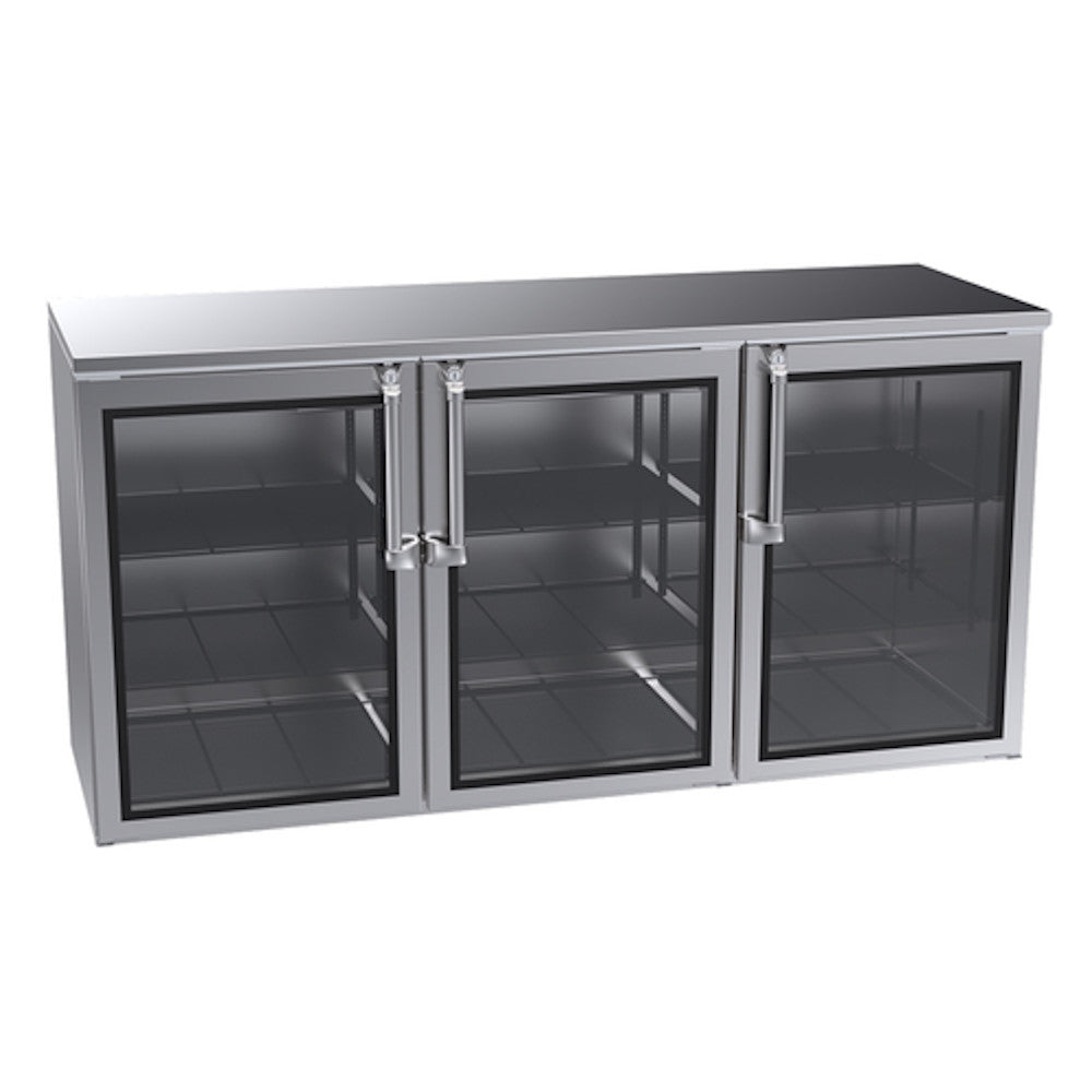 Krowne Metal BR72 Three Section Remote Refrigerated Back Bar Storage Cabinet with Left Hook-Up