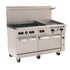 Wolf C60SS-6B24G Gas 60" Challenger XL Restaurant Range with Two Standard Ovens and 24" Griddle - 268,000 BTU