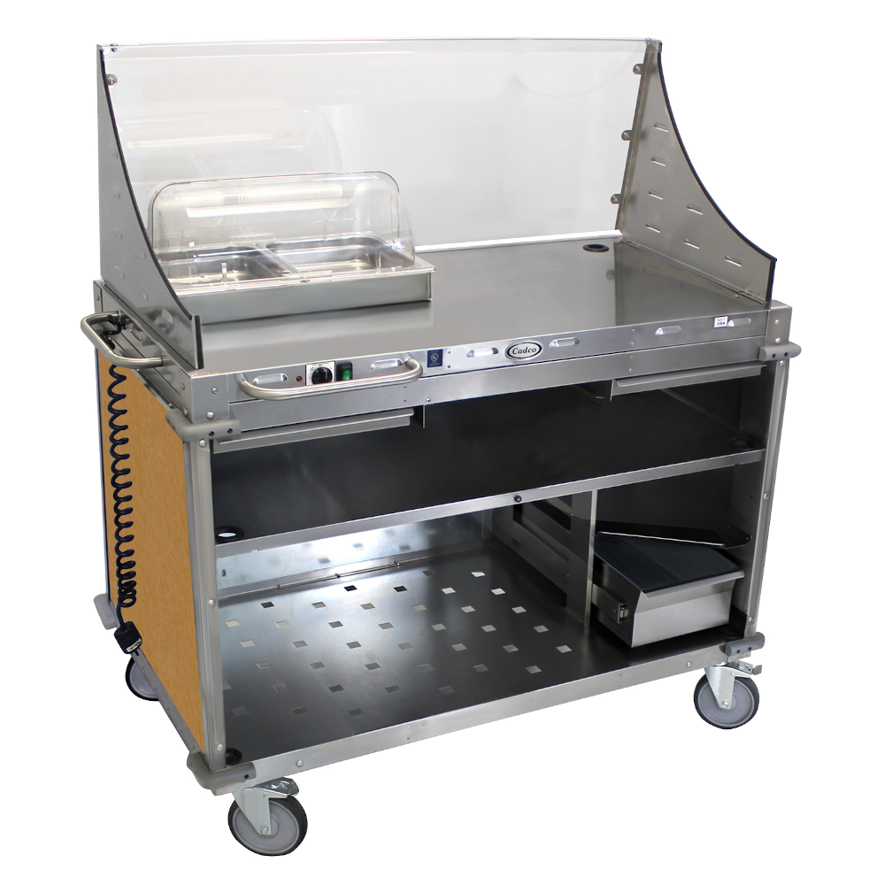 Cadco CBC-DC-L1 Large Mobile Demo/Sampling Cart Full Size Buffet Server with Open Cabinet Base
