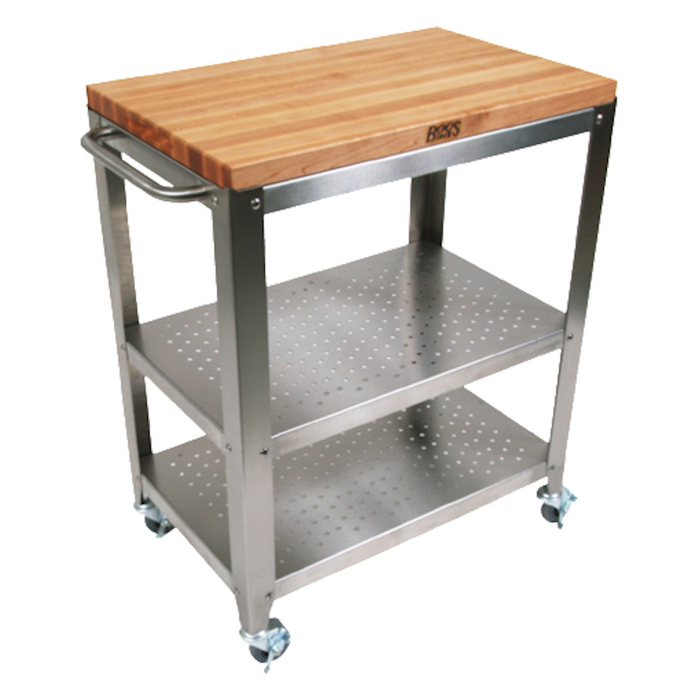 John Boos CU-CULART30 Cucina Culinarte Cart Removable Maple Butcher Block Top 20" x 30"