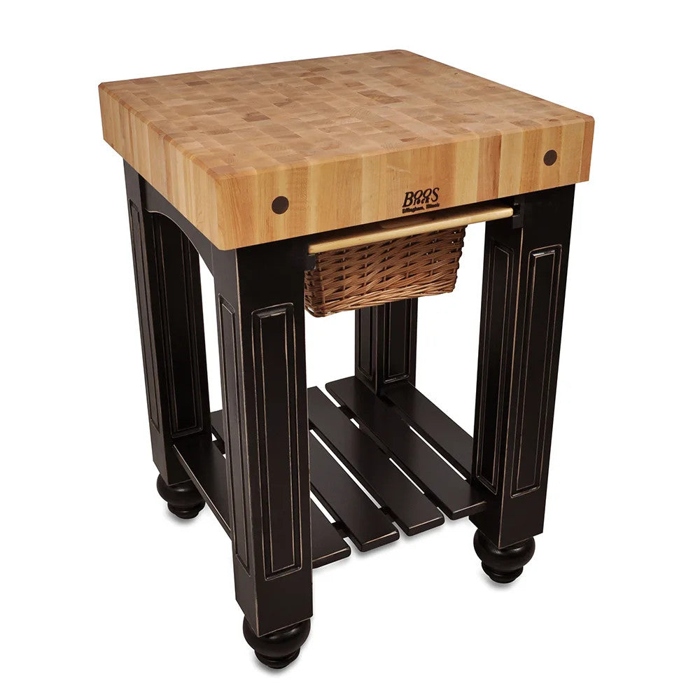 John Boos CU-GB25BK American Heritage Gathering Block Butcher Block Table 24" x 25" Black Painted Base