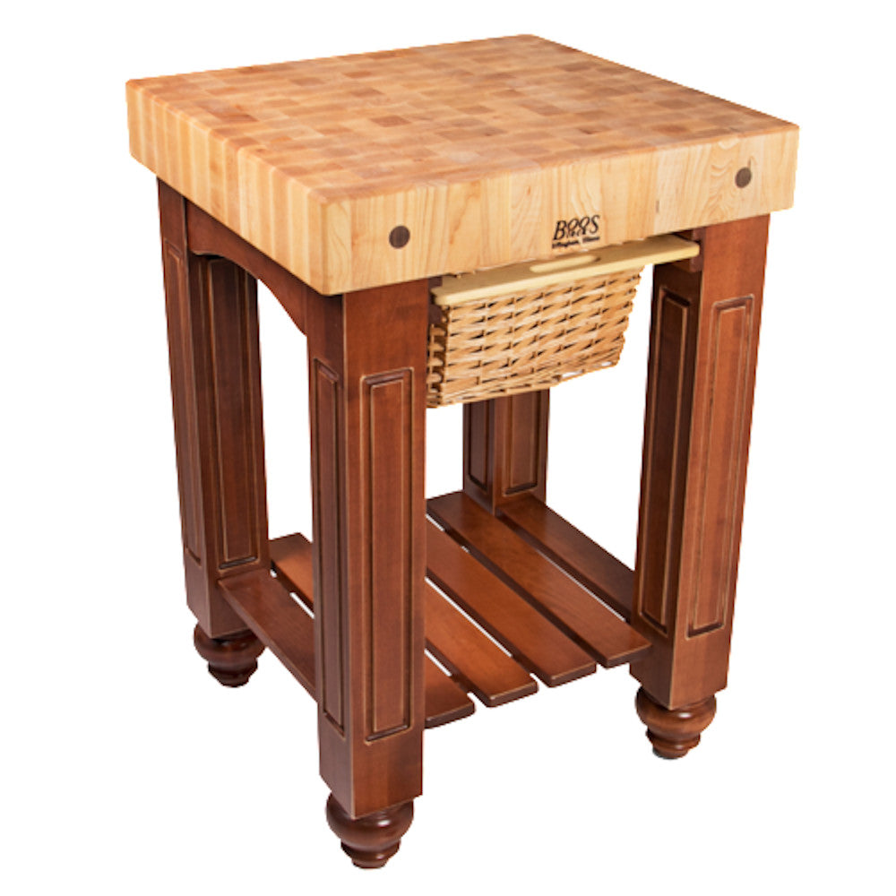 John Boos CU-GB25CR American Heritage Gathering Block Butcher Block Table 24" x 25" Warm Cherry Stain Base