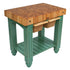 John Boos CU-GB3624BS American Heritage Gathering Block Butcher Block Table 24" x 36" Basil Green Painted Base