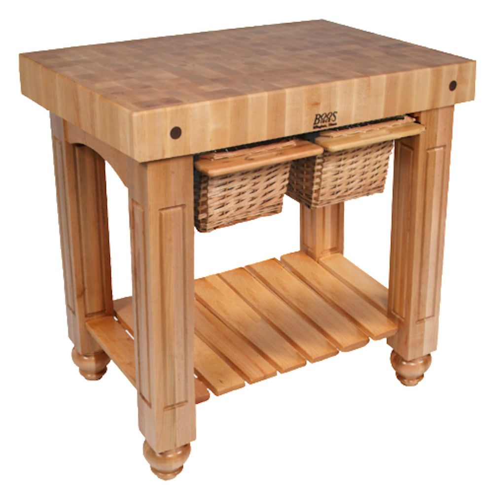 John Boos CU-GB3624N American Heritage Gathering Block Butcher Block Table 24" x 36" Natural Maple Base