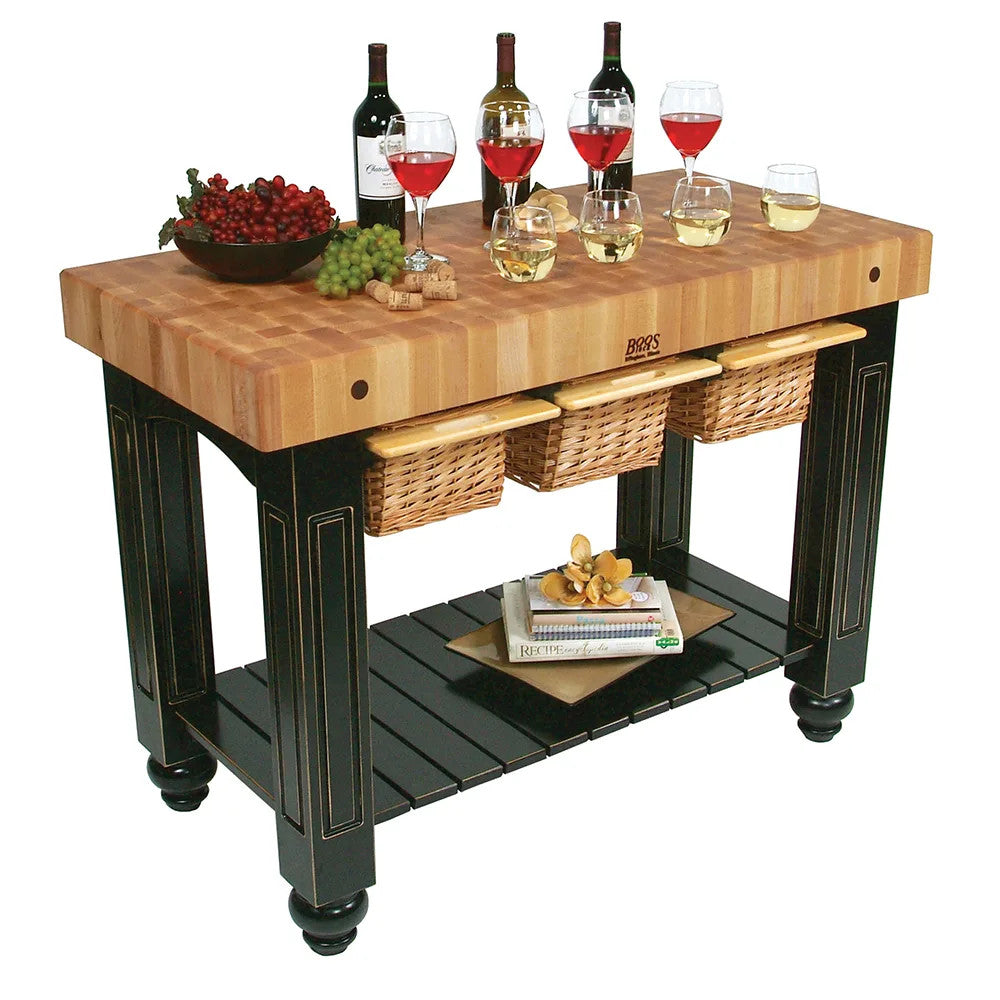 John Boos CU-GB4824BK American Heritage Gathering Block Butcher Block Table 24" x 48" Black Painted Base