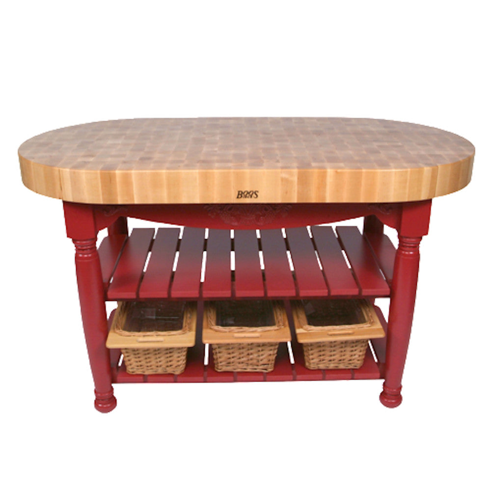 John Boos CU-HAR60-N Harvest Table Oval Butcher Block 30" x 60"