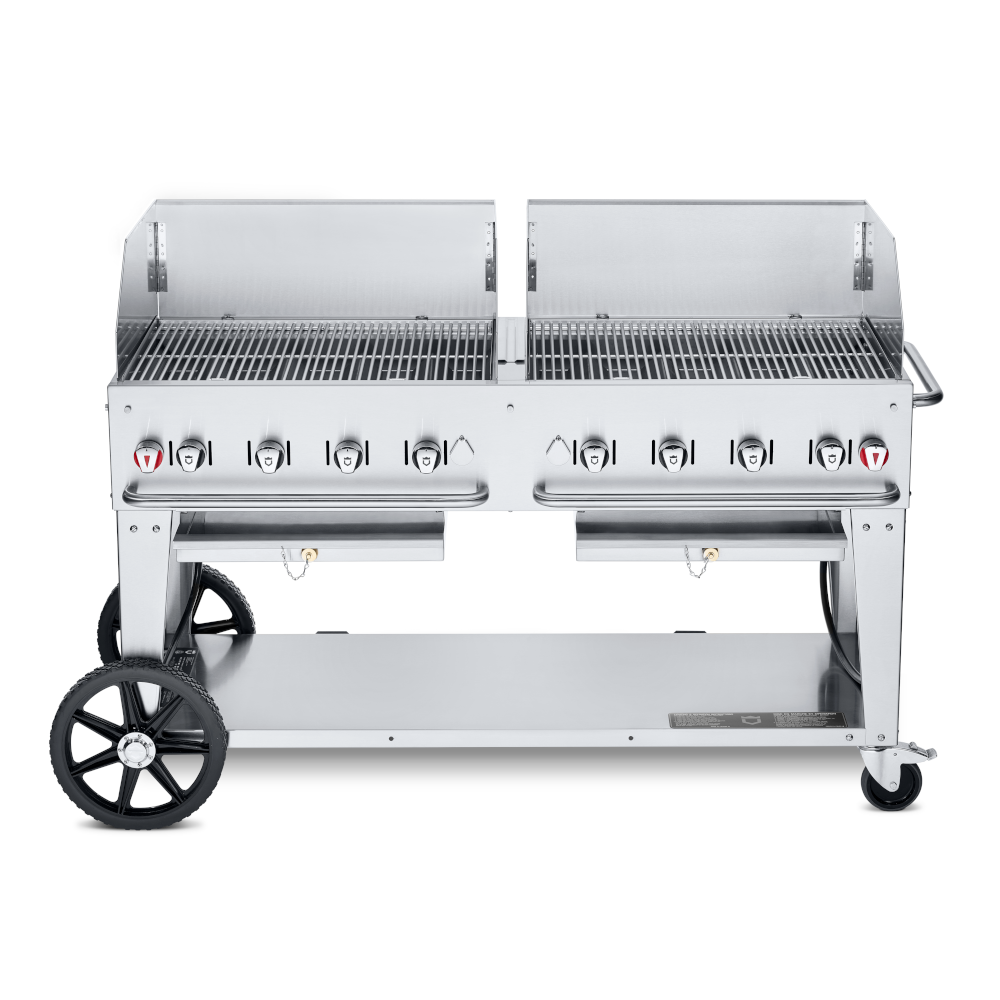 Crown Verity CV-MCB-60-SI50/100-WGP LP Mobile Outdoor Grill with 30" Wind Guards