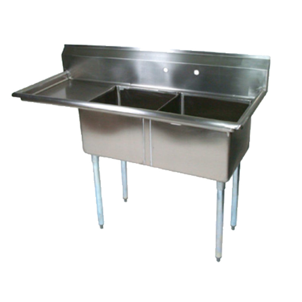 John Boos E2S8-18-12L18 Two-Compartment E-Series Sink with 18" Left Drainboard