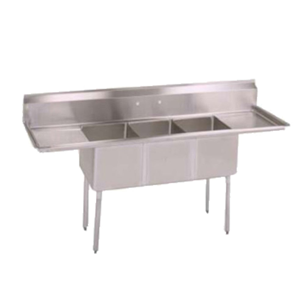 John Boos E3S8-1620-14T18 E-Series 3-Compartment Sink with 18" Drainboards