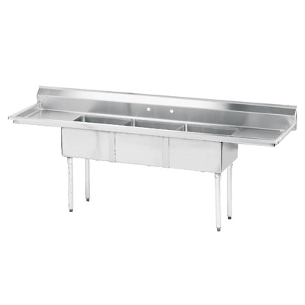 Advance Tabco FE-3-1814-18RL Special Value 3 Compartment Sink with 18" Drainboards