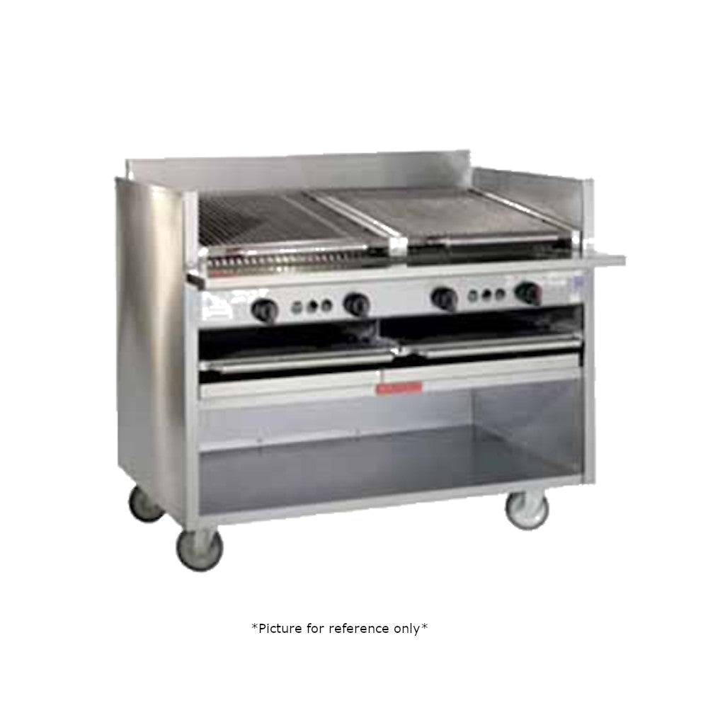 MagiKitch'n FM-SMB-624 24" Floor Gas Charbroiler with Ceramic Coal Screen