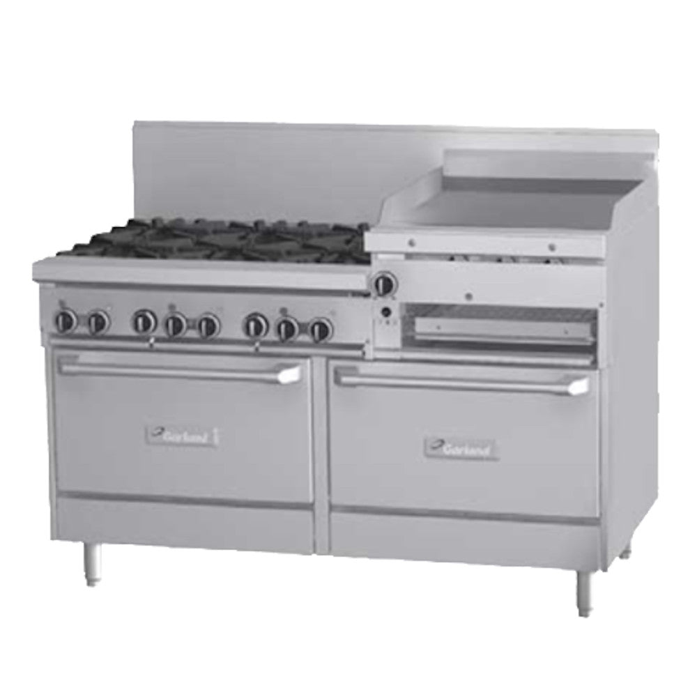 Garland G60-6R24RR 6 Burner 60" Gas Range with 24" Raised Griddle / Broiler and 2 Standard Ovens - 307,000 BTU