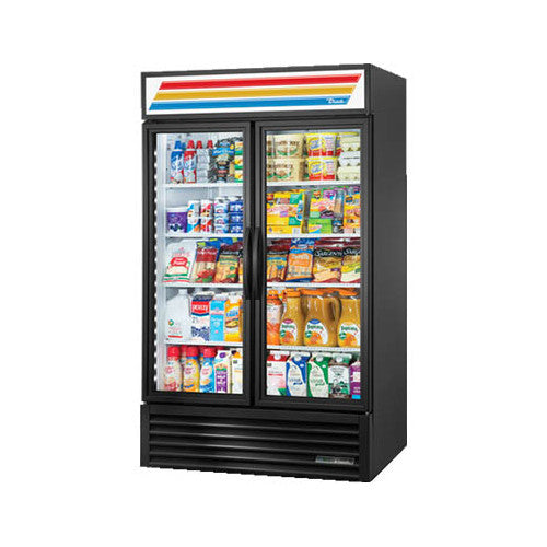 True GDM-43-HC~TSL01 47" Black Swing Glass Door Refrigerated Merchandiser with LED Lighting