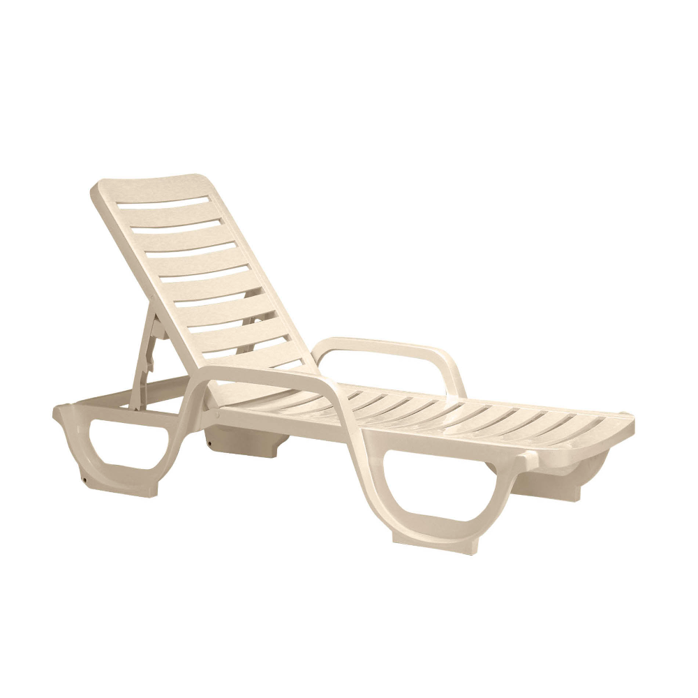 Grosfillex 44031066 Sandstone Bahia Adjustable Outdoor Chaise (6 per case)